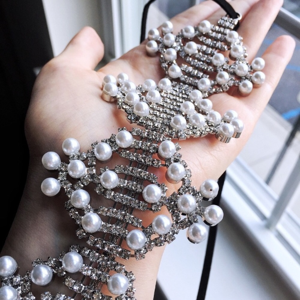 ⚜️[𝗡𝗪𝗧]⚜️Pearl Crystal Statement Choker NEW - Picture 4 of 8